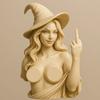 Halloween Middle Finger Witch Ornament Resin Women Bust Figurine Statue Sculpture Home Office Bookshelf Desktop Decoration Gag Gift