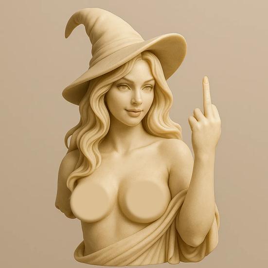 Halloween Middle Finger Witch Ornament Resin Women Bust Figurine Statue Sculpture Home Office Bookshelf Desktop Decoration Gag Gift