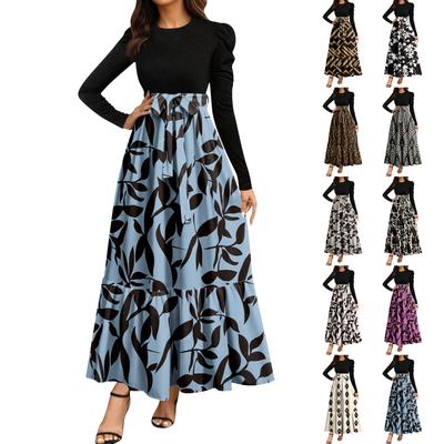 Women's Floral Print High Waist Fashionable And Elegant Dress