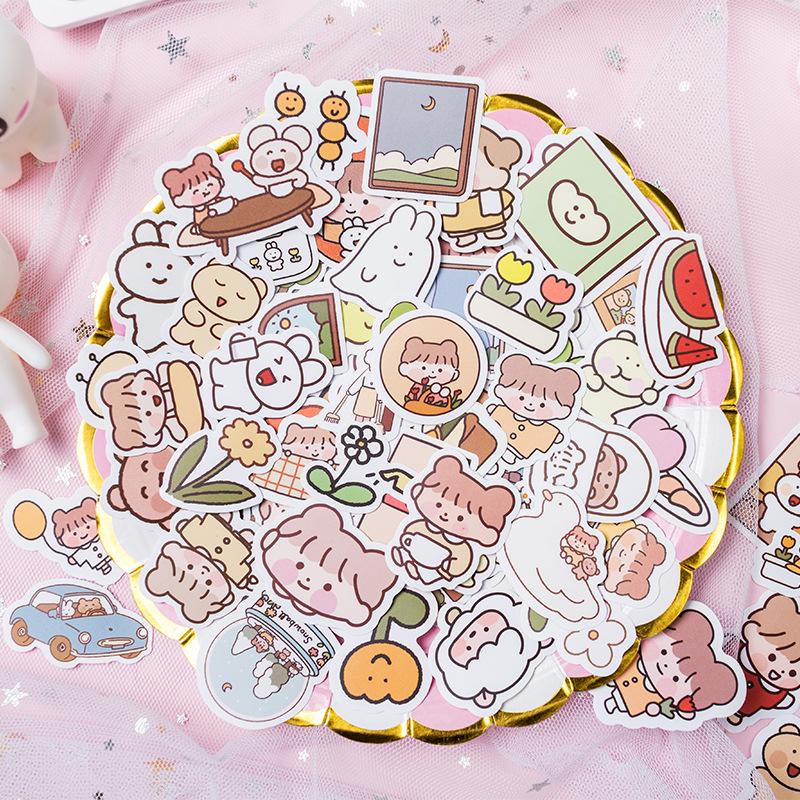 Korean Rabbit Forest Diary Stickers - Cute Style, 100-Pack