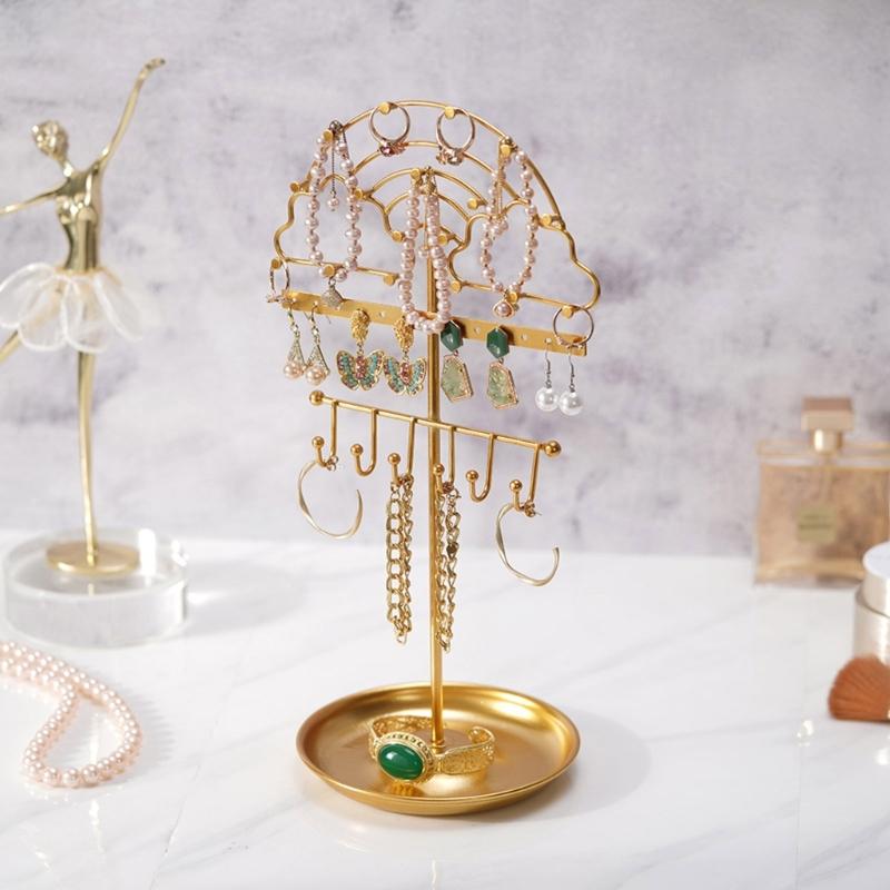 Space Saving Jewelry Organizers Practical Necklace Holder Stylish Storage Rack Alloy Texture Suitable for Earrings