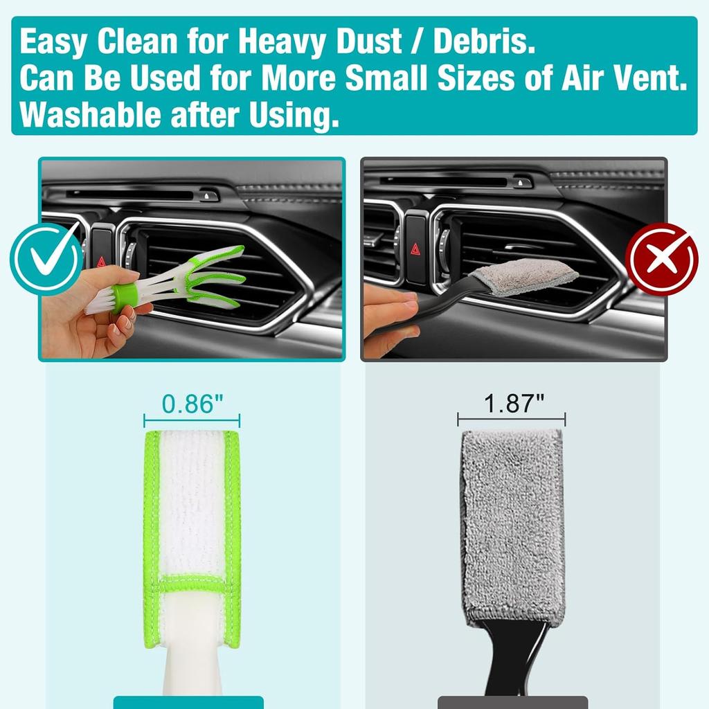 Luscinum Car Interior Duster Detailing Cleaning Gel Brushes Kit, Soft Dust Detail Crevice Brush Slime Putty Cleaner Accessories Tools For