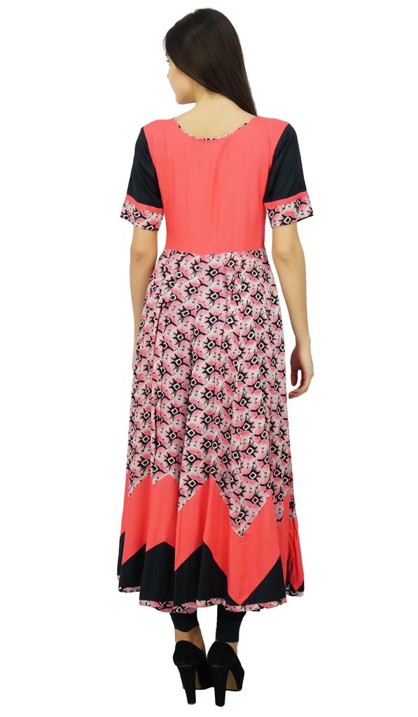 Bimba Chic Indian Custom Clothing Flaired Anarkali Kurta Dress Classic Peach