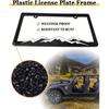 BGGTMO Mountain License Plate Frames- White On Black Mountain Raised, Plastic Black Car Tag Holder Bracket With Screws Caps, 2 Packs 2 Hole With