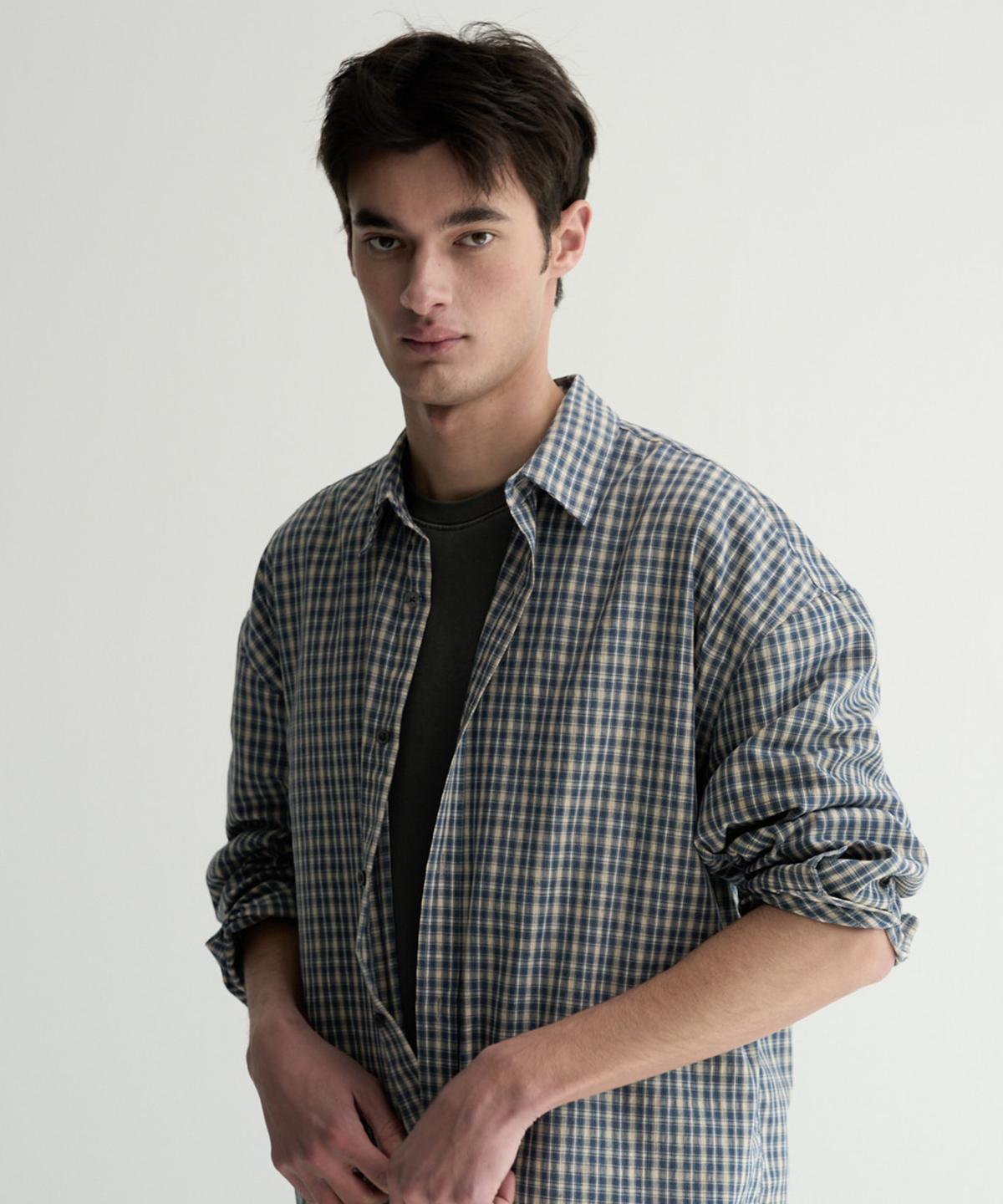 Fake Camper Standard Fit Check Shirt [Blue] Blue/M