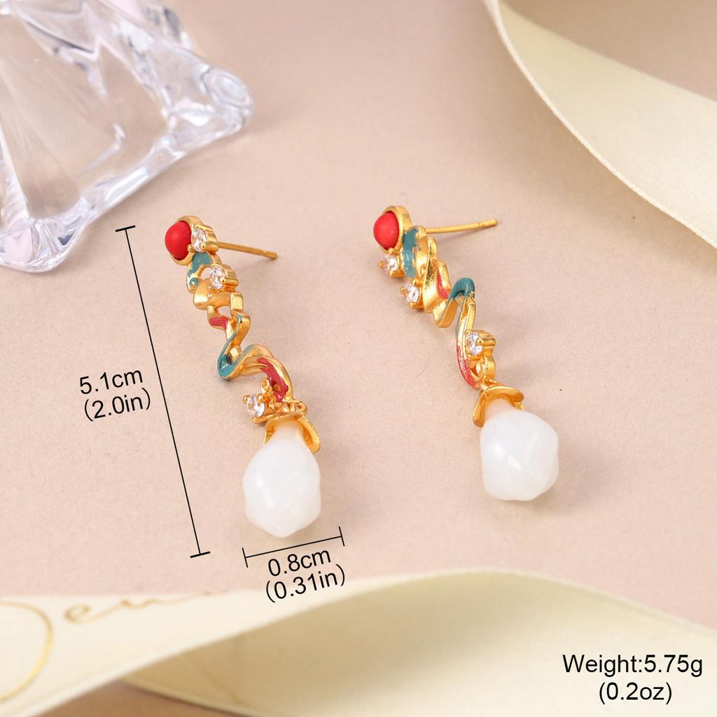 French silver needle flower painted medieval earrings niche design pearl explosion spring and summer stud earrings