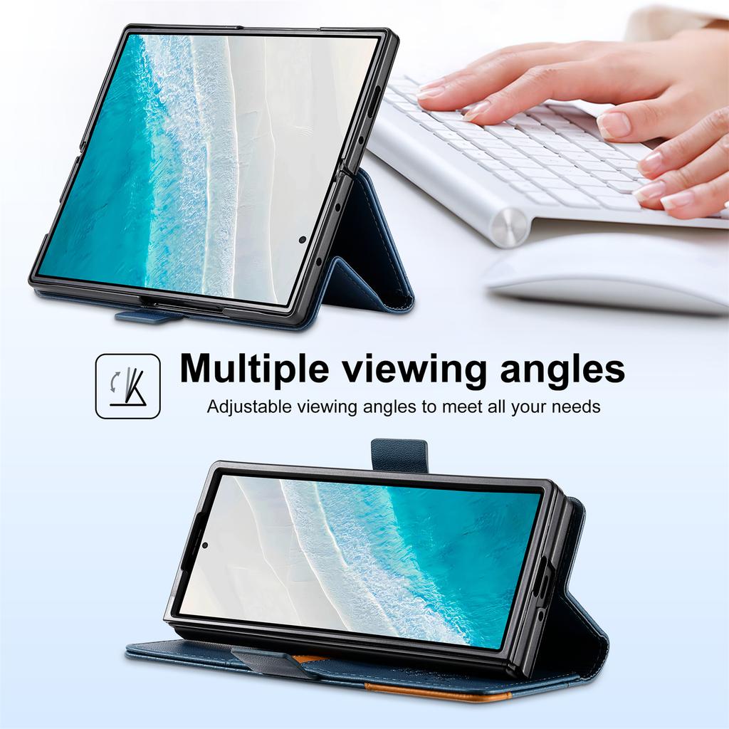 Premium Leather Business RFID Phone Case For Samsung Galaxy Z Fold 7 Wallet Card Slots Magnetic Flip Cover For Z Fold 6 5 4 3 5G