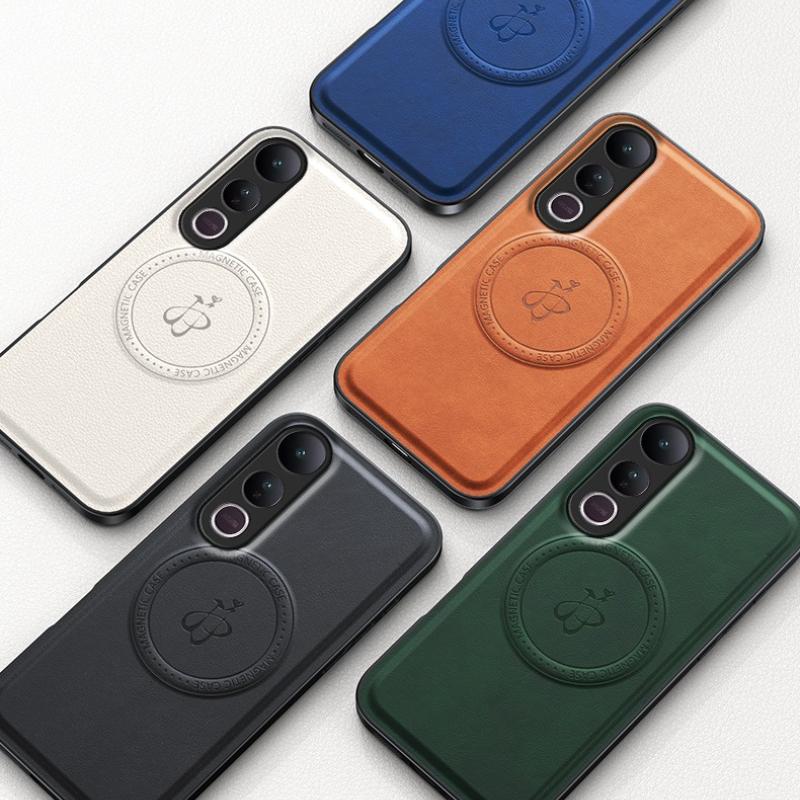 Wireless Charging Magnetic Case for Vivo V50 Lite 5G V5e Protective Cover PU Leather Hard Back Shell Coque