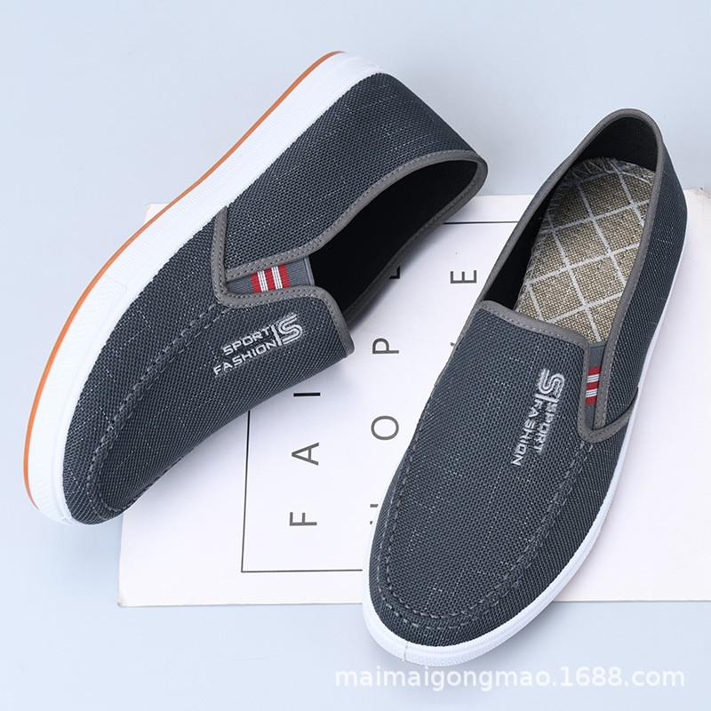 Mens Slip-On Canvas Loafers Breathable Non-Slip Casual Shoes Fall