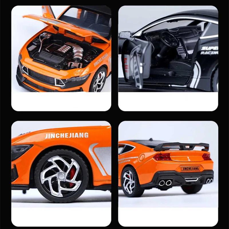 1/32 Mustang Shelby GT500 Alloy Sports Car Model Diecast Metal Toy Racing Car Vehicle Model Simulation Sound and Light Kids Gift