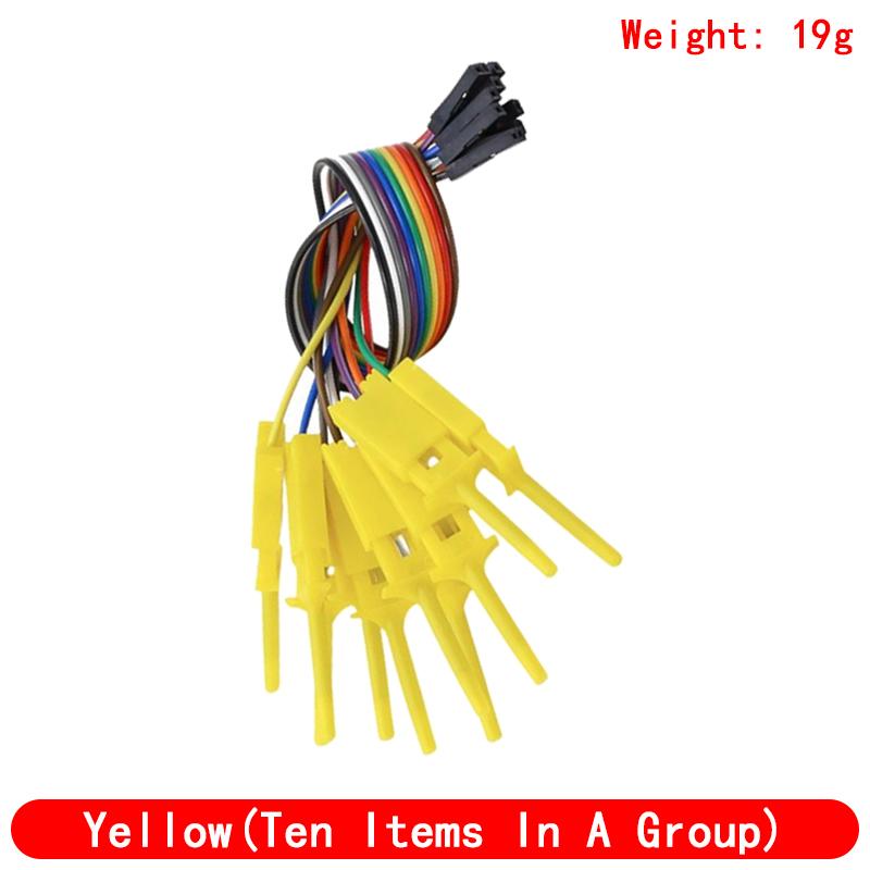 

10pcs 200mm High Efficiency Test Hook Clip Logic Analyzer Cable Gripper Probe Test Clamp Kit Yellow/Red