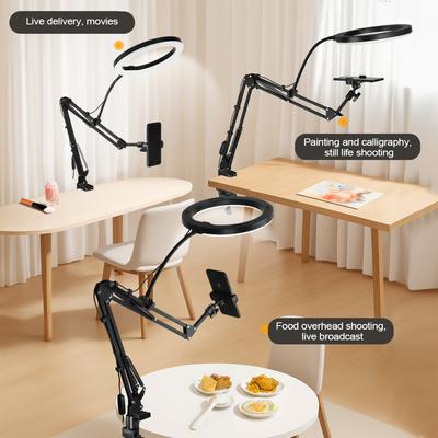 Lumière de remplissage LED professionnelle pour streaming en direct sur téléphone, support de téléphone avec bras robotique, lumière de remplissage LED fixe et pliable pour streaming en direct