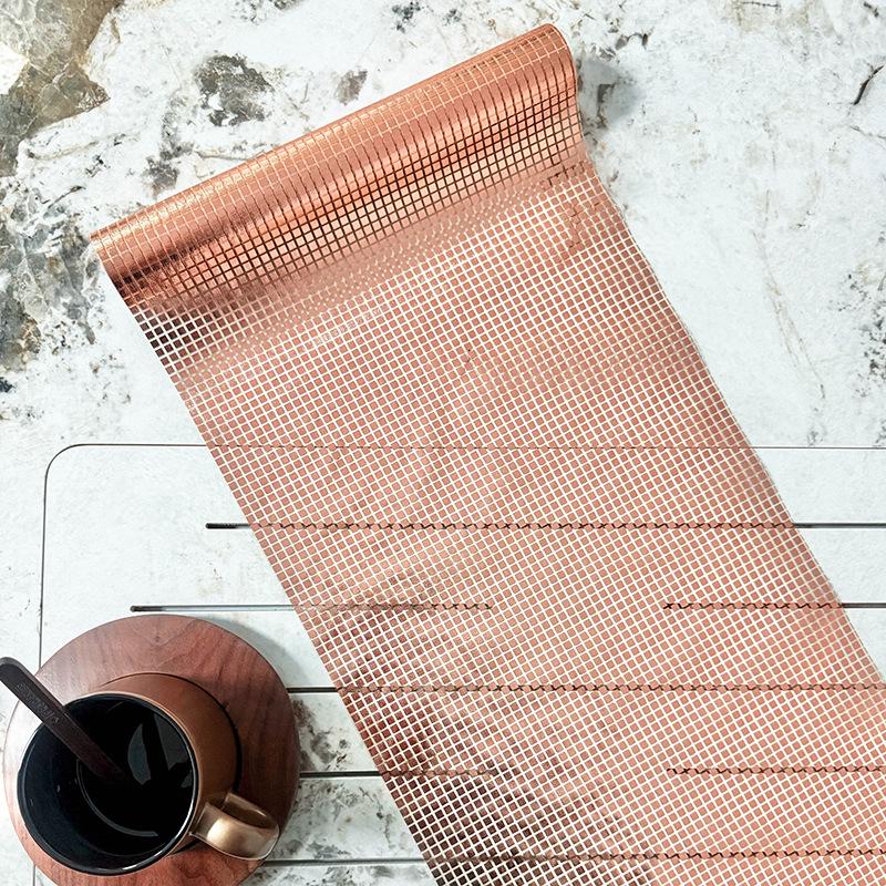 Gold Foil Plaid Sequin Party Table Runner