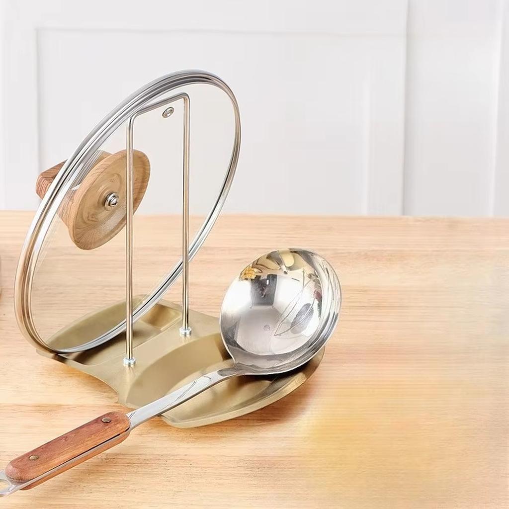 Stainless Steel Pot Lid Holder Countertop Organizer with Removable Drip Tray