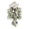 PE Xmas Swag with Plastic Balls Foam Berries White Green Artificial Swag Xmas Decor for Door Fireplace 50x30cm