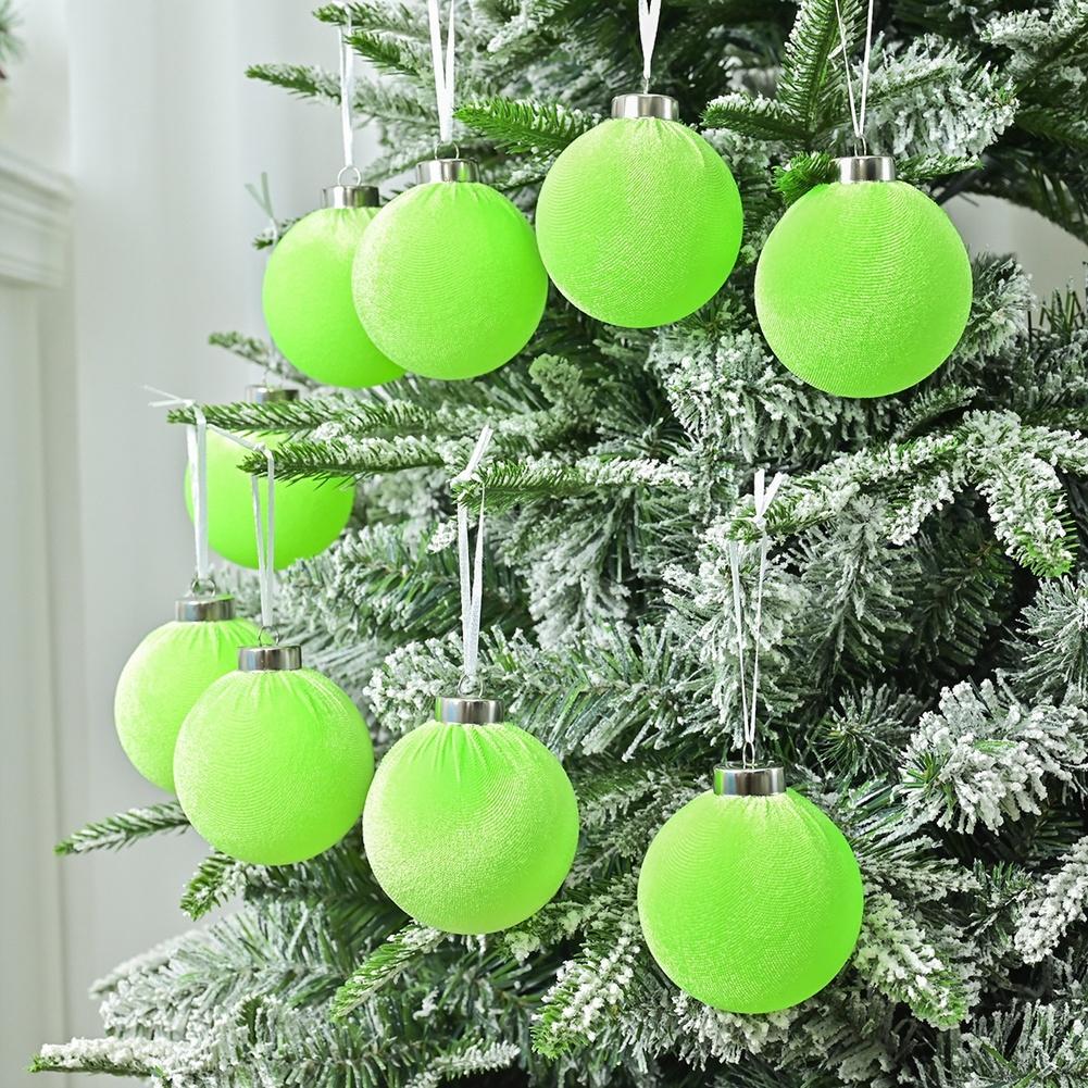 Festive Home Decoration Olive Green Christmas Ball Ornaments Easy Hanging Christmas Balls Christmas Pendant Soft Velvet Texture