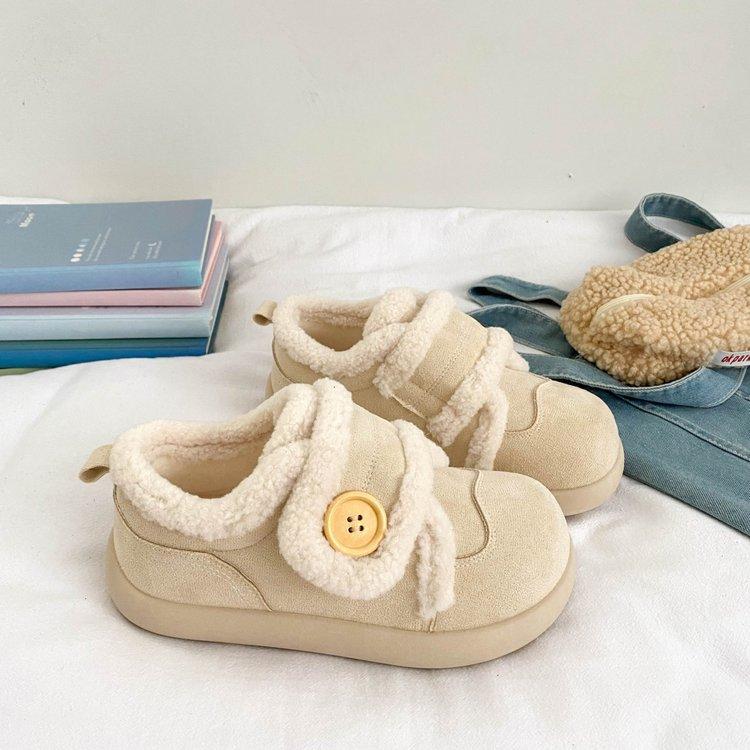 Velcro bread cotton shoes popular warm velvet board shoes round head snow boots