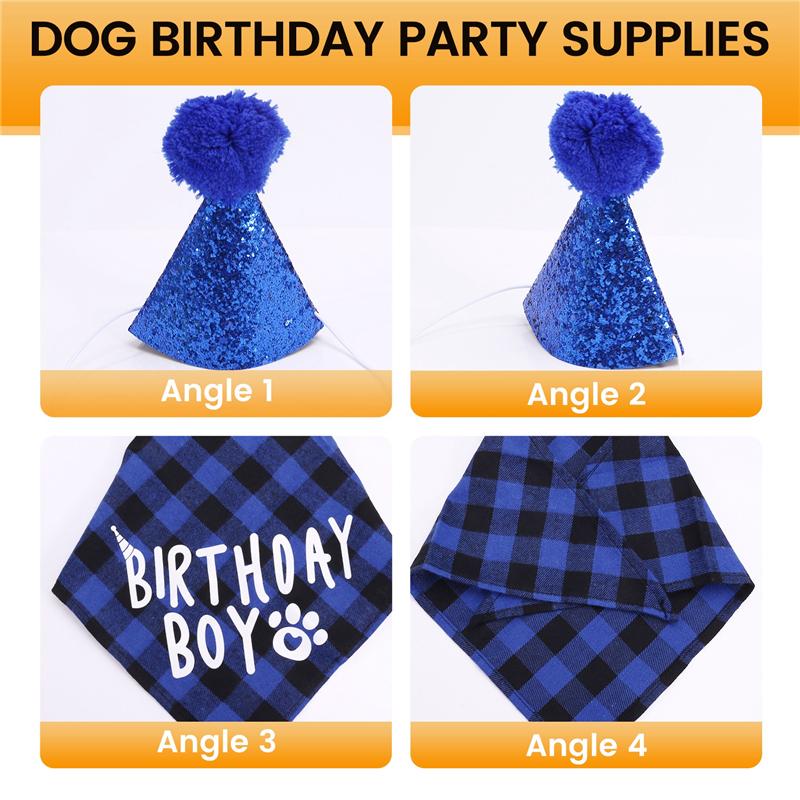 2025 Trend Dog Birthday Party Supplies,Pet Birthday Hat And Boy Doggy Birthday Bandana Set