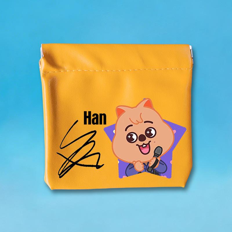 Stray Kids PU Leather Coin Purse Cute Cartoon Digital Storage Bag Portable Earphone Cable Lipstick Organizer Pouch Gift