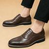 Designer New Britain Pointed Lace Up Brogues Oxford Shoes For Men Brand Fashion Wedding Dress Party Homecoming Formal  Footwear