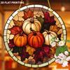 1pc Autumn Pumpkin Sun Catcher - Round Acrylic Stained Glass Style Window Hanging Decor with Pumpkins, Four Seasons Decoration, Novelty Home Decor