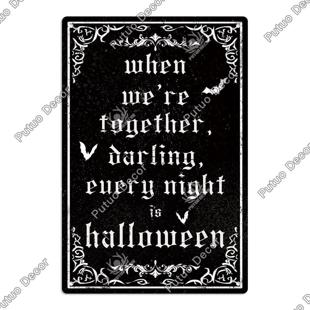 Putuo Decor Happy Halloween Vintage Metal Tin Sign,Wall Art Decor for Home Coffee Shop Cafe Office, 7.8 X 11.8 Inches Gifts