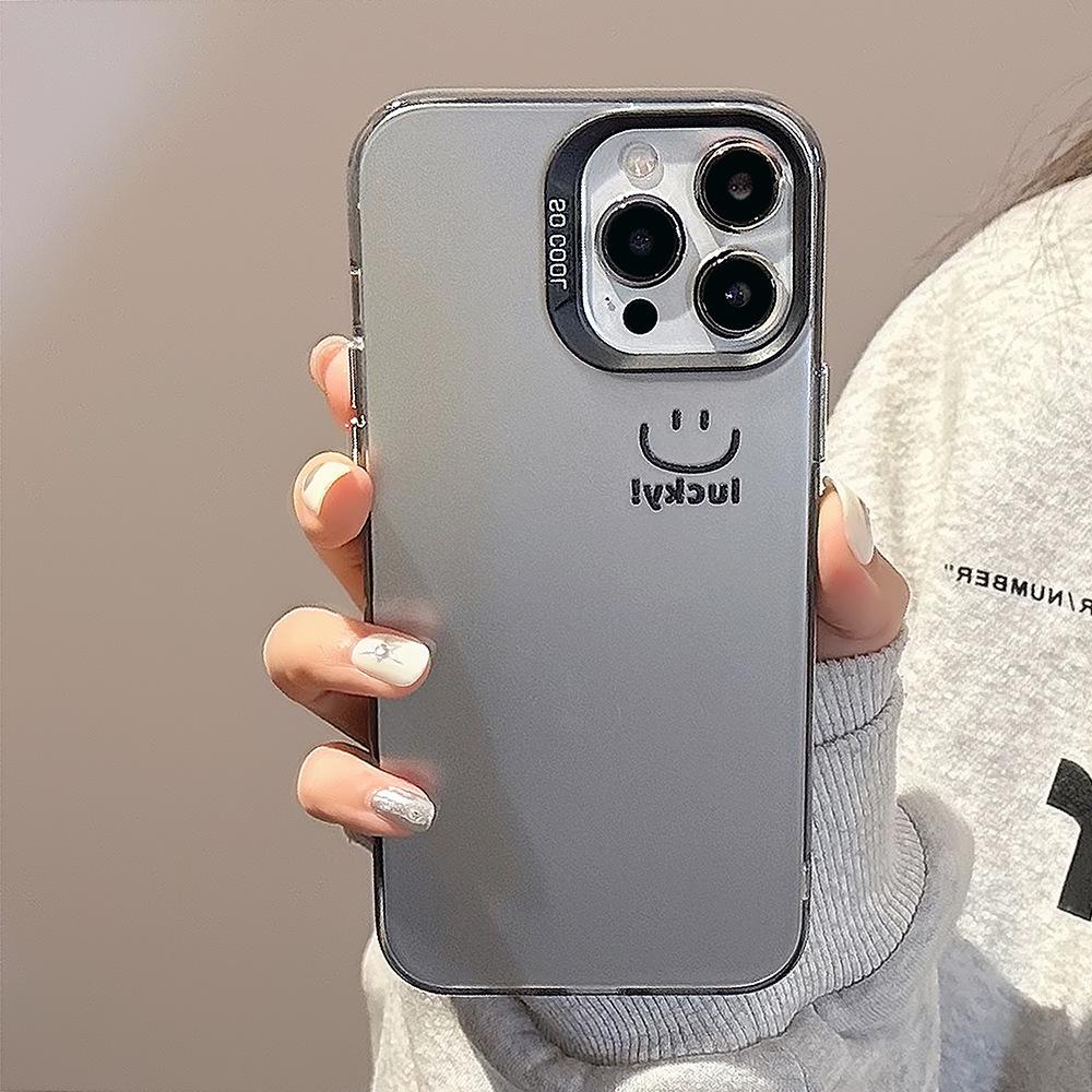Electroplating Smiley Face Iphone16 Suitable for 15Promax Mobile Phone Case 12 Apple 13 Advanced Feeling Anti Fall