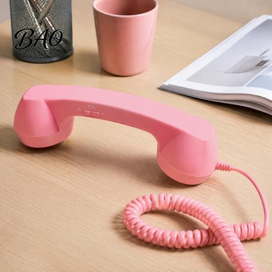 Vintage Style Handset Retro Phone for Mobile Phones, Type-C Wired Handheld Unique Gadget Calls Cell Receiver with Microphone Calls, Meetings,
