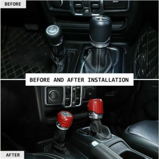 Red Carbon Gear Shift 4WD Trim Cover for Jeep Wrangler JL JT 2018+ Accessories