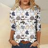 Spring and Autumn Round Neck 3D Cute Cat Printed Top Fashionable Casual Long Sleeved Women's T-shirts