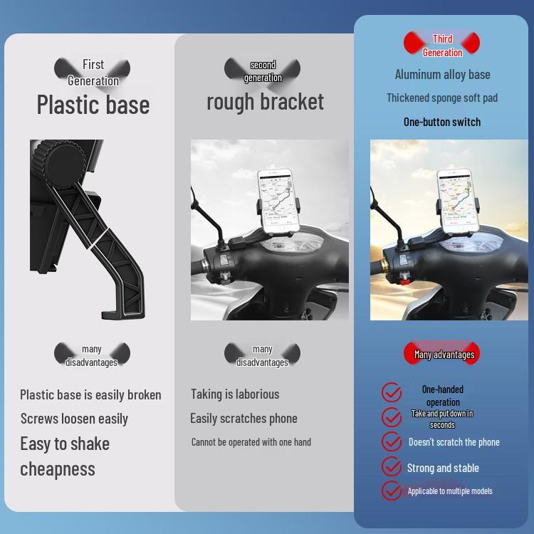 Nový přírůstek: Nárazuvzdorný držák telefonu pro elektrické vozidlo s technologií proti otřesům pro motocykly, 0,05 doprava