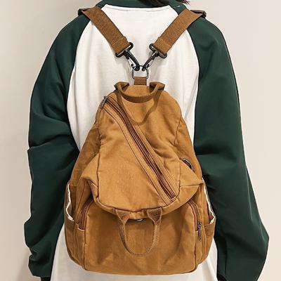 Vintage Canvas Backpack for Women Laptop Bags Brown Fashionable Lady Small Girl Travel School University Student Women's Fashion