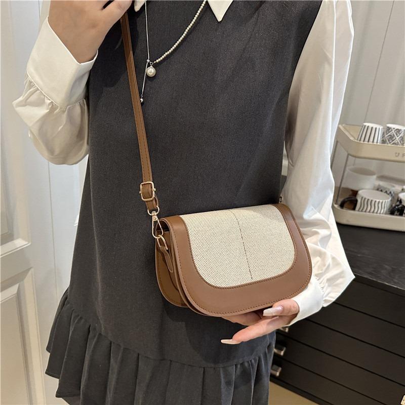 Trend Fashion Women's Bags Summer New Clamshell Splicing Contrasting Color Crossbody Women's Saddle Shoulder Armpit Bag