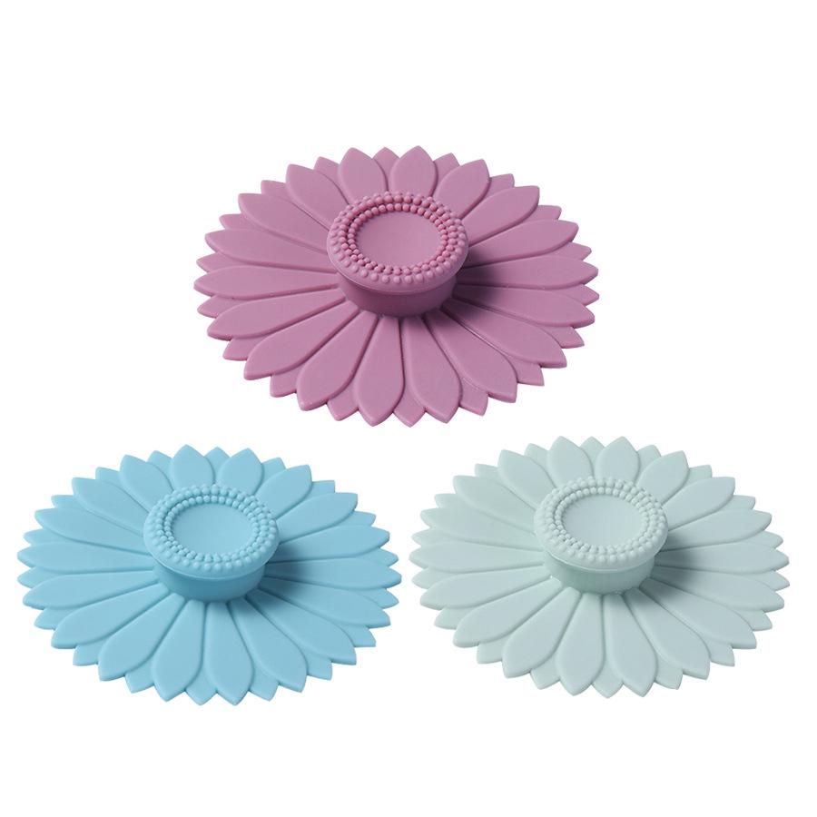Nordic Color Silicone Sunflower Cup Lid - Dustproof, Anti-Fall, Food-Grade Sealing Cover for Teacups and Coffee Cups.