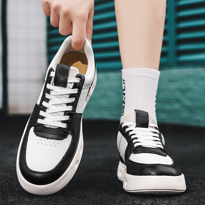 New original niche casual shoes classic black and white panda with leather skateboard shoes