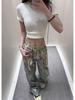 Lace Print Retro Wide-Leg Jeans