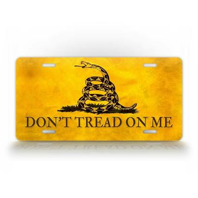 1pc Customizable Don't Tread On Me License Plate Gadsden Flag Tea Party Americana USA Auto Tag Car Decor
