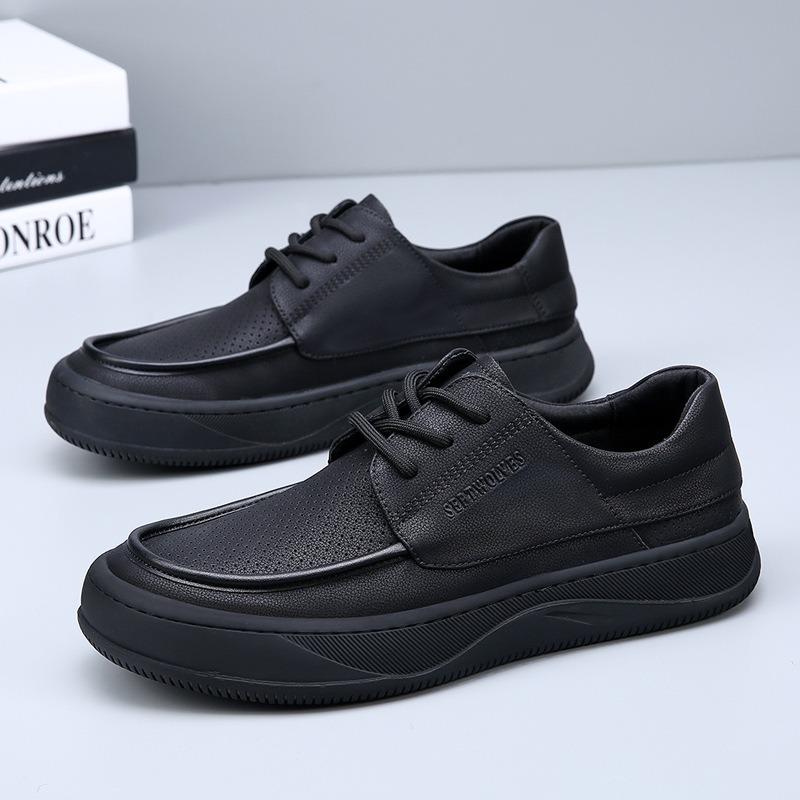 Summer new hollow men's shoes leather versatile thick-soled breathable business casual leather shoes men's trendy shoes ciphertext order