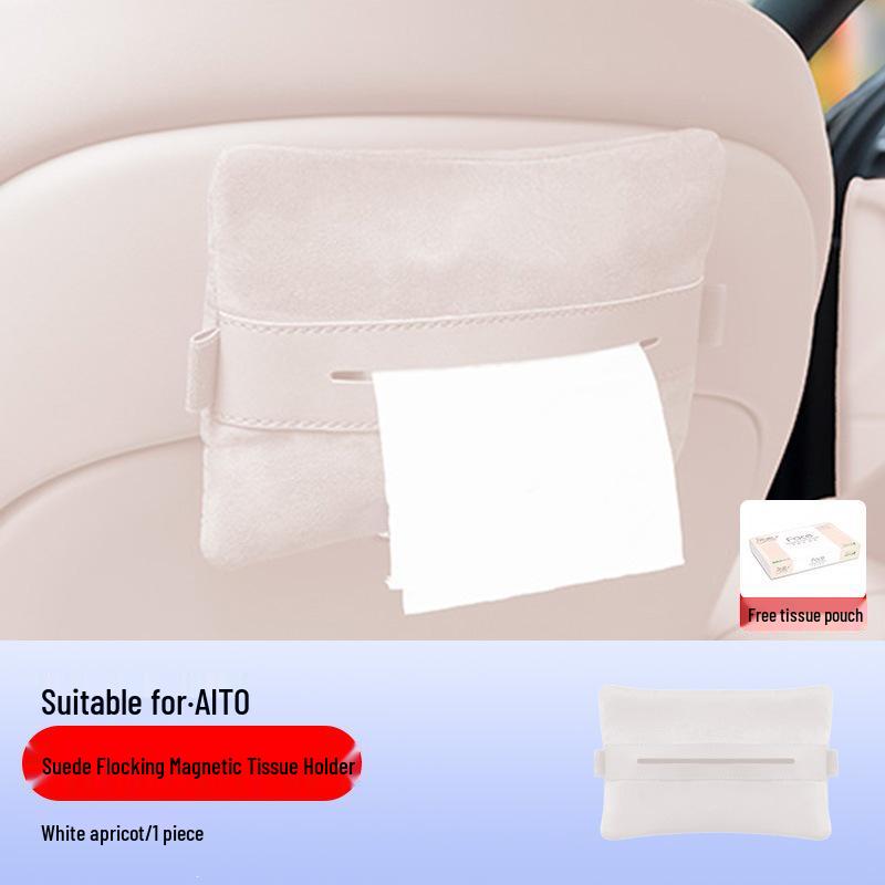 Compatible with Zhi Jie R7/S7: Magnetic Suede Plush Tissue Holder Box for Car Interiors