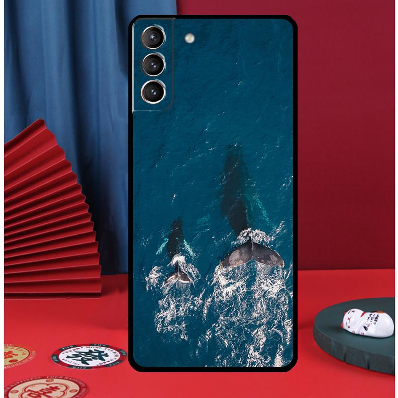 Ocean Whale Shark Swimming Phone Case For Samsung Galaxy S24 Ultra S9 S10 S20 S21 S22 Plus S23 FE S25 Ultra Back Cover