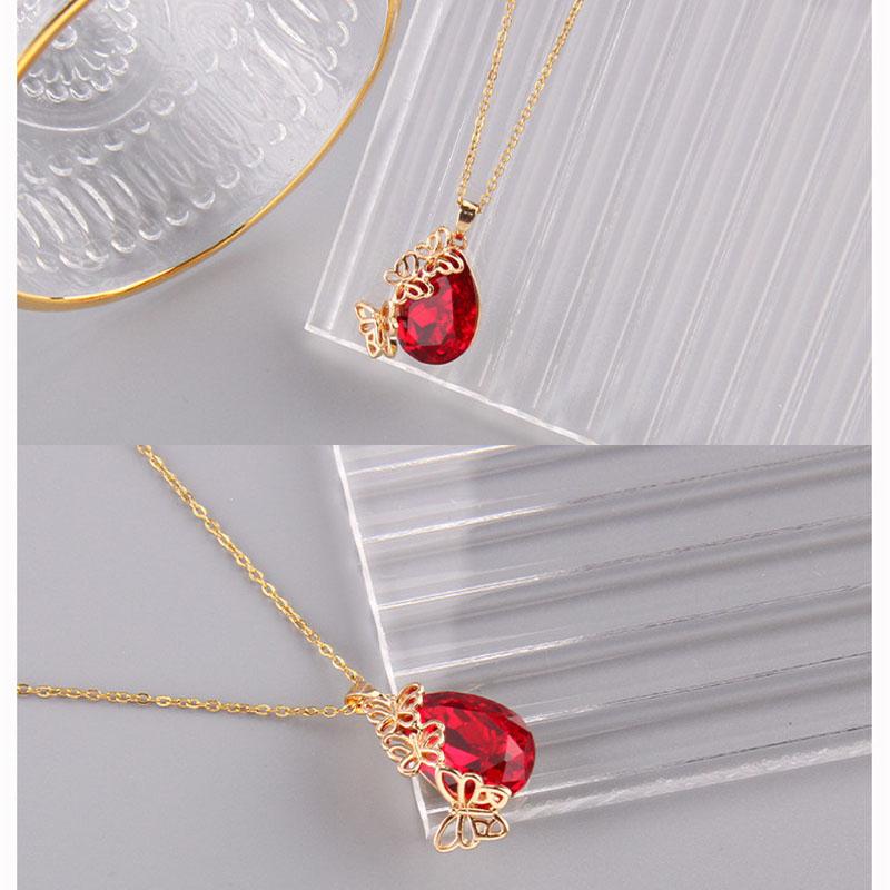 Luxury Drop Water Shaped Zircon Pendant Necklace Geometric Stainless Steel Choker Jewelry Birthday Gifts For Women Girls