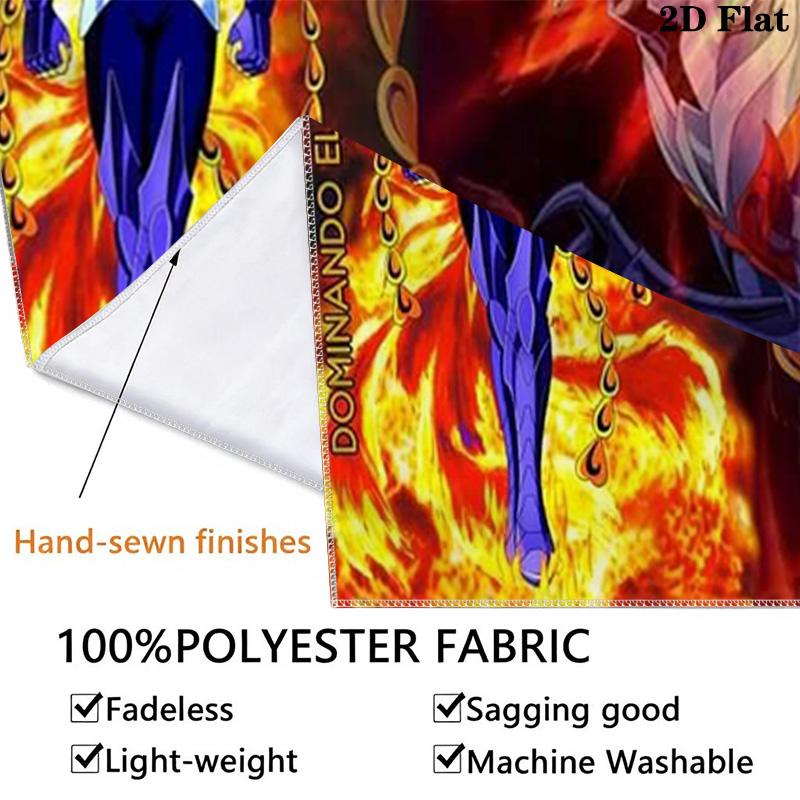 Anime Saint Seiya Wall Tapestry Aesthetic Wall Hanging Printed Fabric Blanket Decorative Tapestries for Bedroom Living Room Home Decor