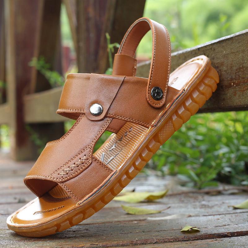 Männer Schuhe Slip-On Split Leder Weiche Männer Strand Sommer Männer Sandalen Hausschuhe Wohnungen Flip Flop
