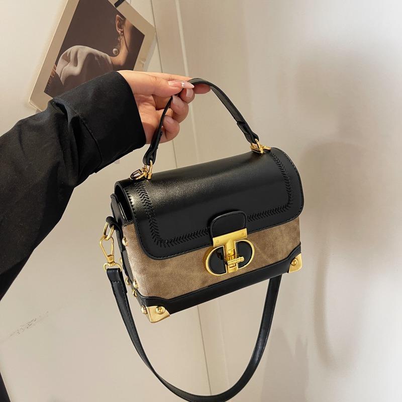 Popular Contrasting Small Bags Women's New Autumn and Winter Versatile Messenger Bags Fashionable Portable Small Square Bags