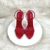2026 One-word Fashion Sandals Women's Thin Heels Summer European and American Red Pointed High Heels Women's Shoes