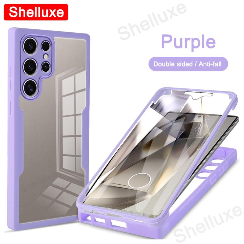 360 Full Body Front+Back Clear Case Shelluxe For Samsung Galaxy S25 S24 S23 Ultra S22 Plus S21 FE Silicone Double Sided Cover