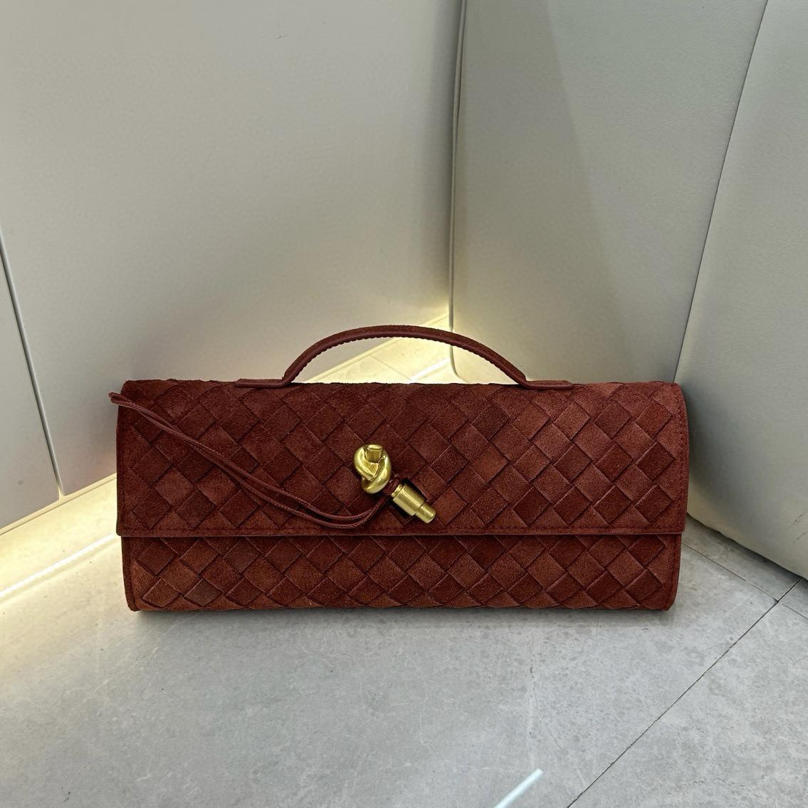 Роскошная плетёная вечерняя сумка-клатч из матовой кожи с замком-защёлкой - Сумка-багет высокого класса для женщин 31x3x13cm 6980₽