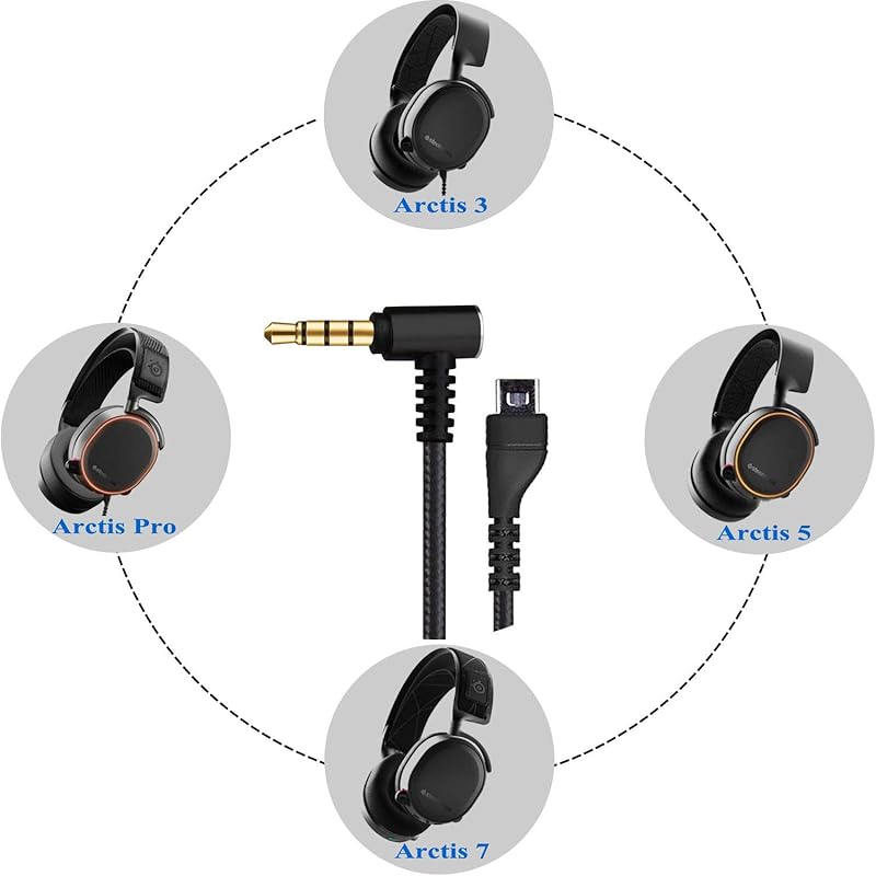 Azddur Replacement Audio Cable SteelSeries Arctis 3 Pro Wireless 5 7 For Gaming Headsets 2m/6.5ft