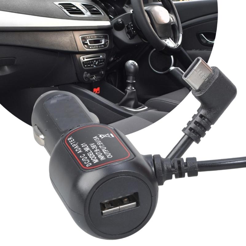 12V 24V Araç Şarj Cihazı Otomatik Güç Kaynağı Kablosu 5V 3A USB C'den Araç Soketine Erkek Fiş Kablosu Cep Telefonu Dizüstü Bilgisayar İçin