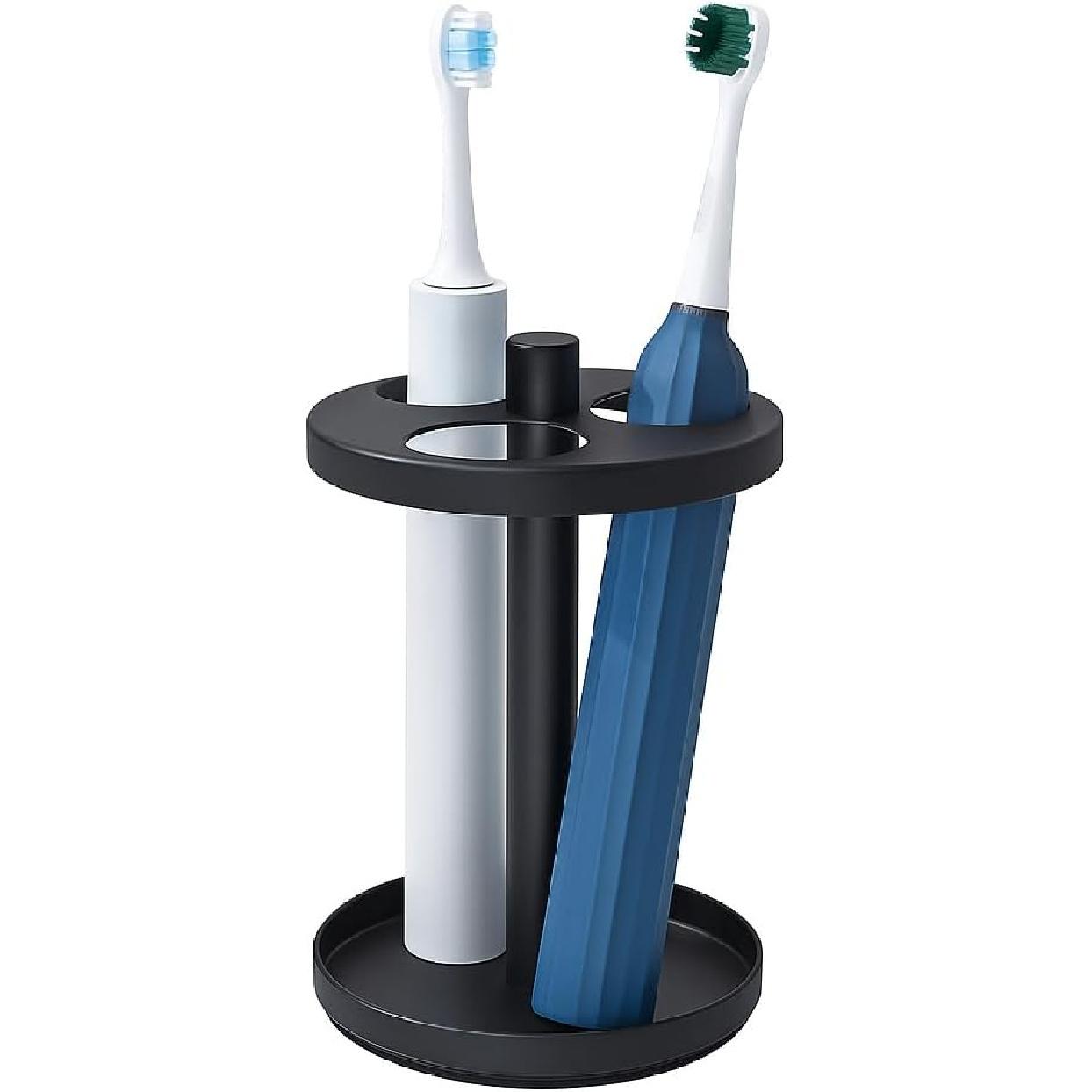 Electric Toothbrush Holder Stand for Bathroom: Stainless Steel Ventilated Organizer with Slots for Electric Toothbrushes & Razors, Silver чёрный